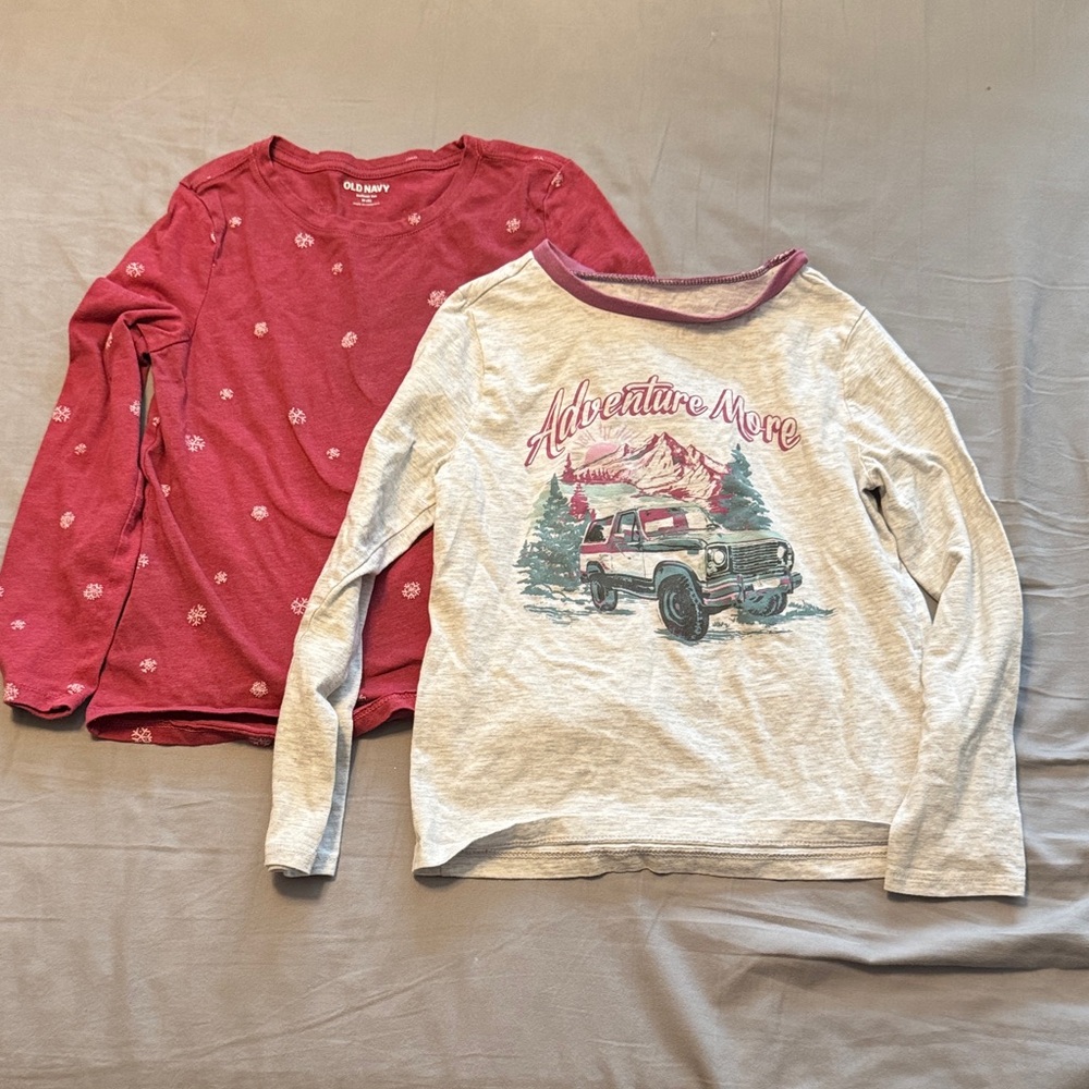 Old Navy & Oshkosh (2) Graphic Long Sleeve T-Shirts - Size 8